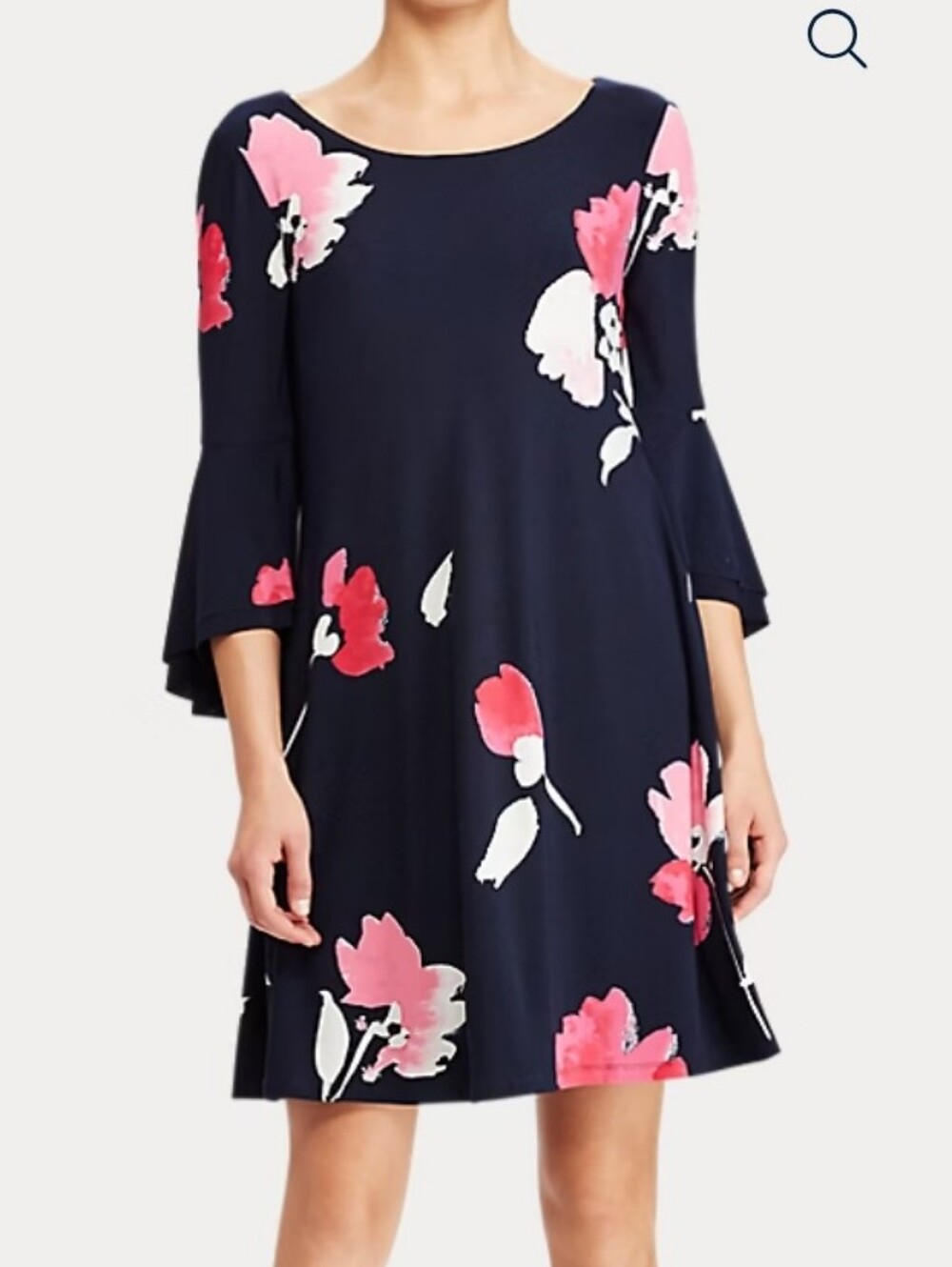 Lauren Ralph Lauren Navy Floral Flutter Sleeve Shift Dress Plus Size 18